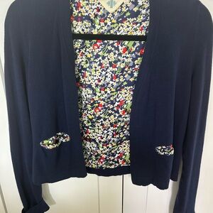 Anthropologie HWR Blue Cardigan Sweater Classic Knit. Size XS.